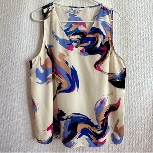 Nine West Women’s Cream Purple Pink Sleeveless Blouse Size: XL